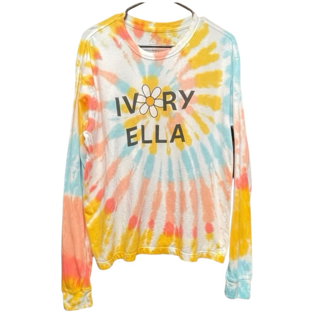 Ivory Ella Tie-Dye Long Sleeve Shirt 100% Organic Cotton Hand Dyed Multicolor Sm
